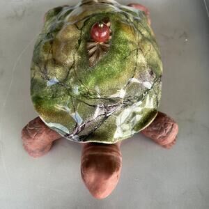 Whimsical Mackenzie Child's Hand Painted Majolica Turtle Tureen